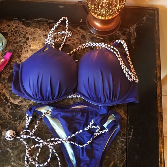 DARK BLUE Bikini with Rope Ties - Picture 11 of 11